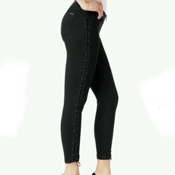 Hudson The Stevie Contour Lace Up Skinny Jeans Black size 26 - Picture 1 of 8